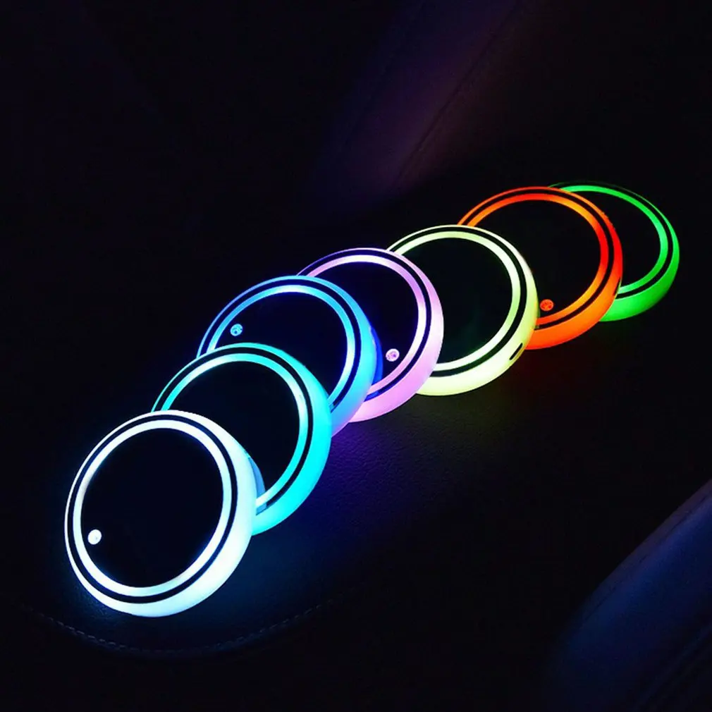 Автомобильный светодиодный Coaster 7 цветов светящаяся RGB светильник коврик с Сенсор
