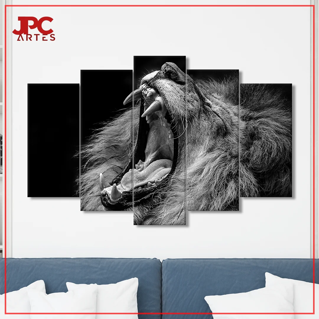 

Black and White Lion Mosaic-Office Decoration-Large Decorative Pictures for Living Room-Ambient Decoration