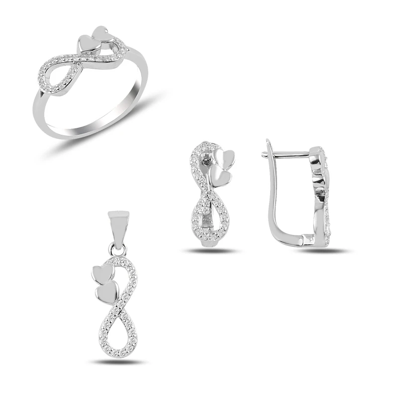 

Silver 925 Sterling Zircon Cubic Zirconia Infinity Set