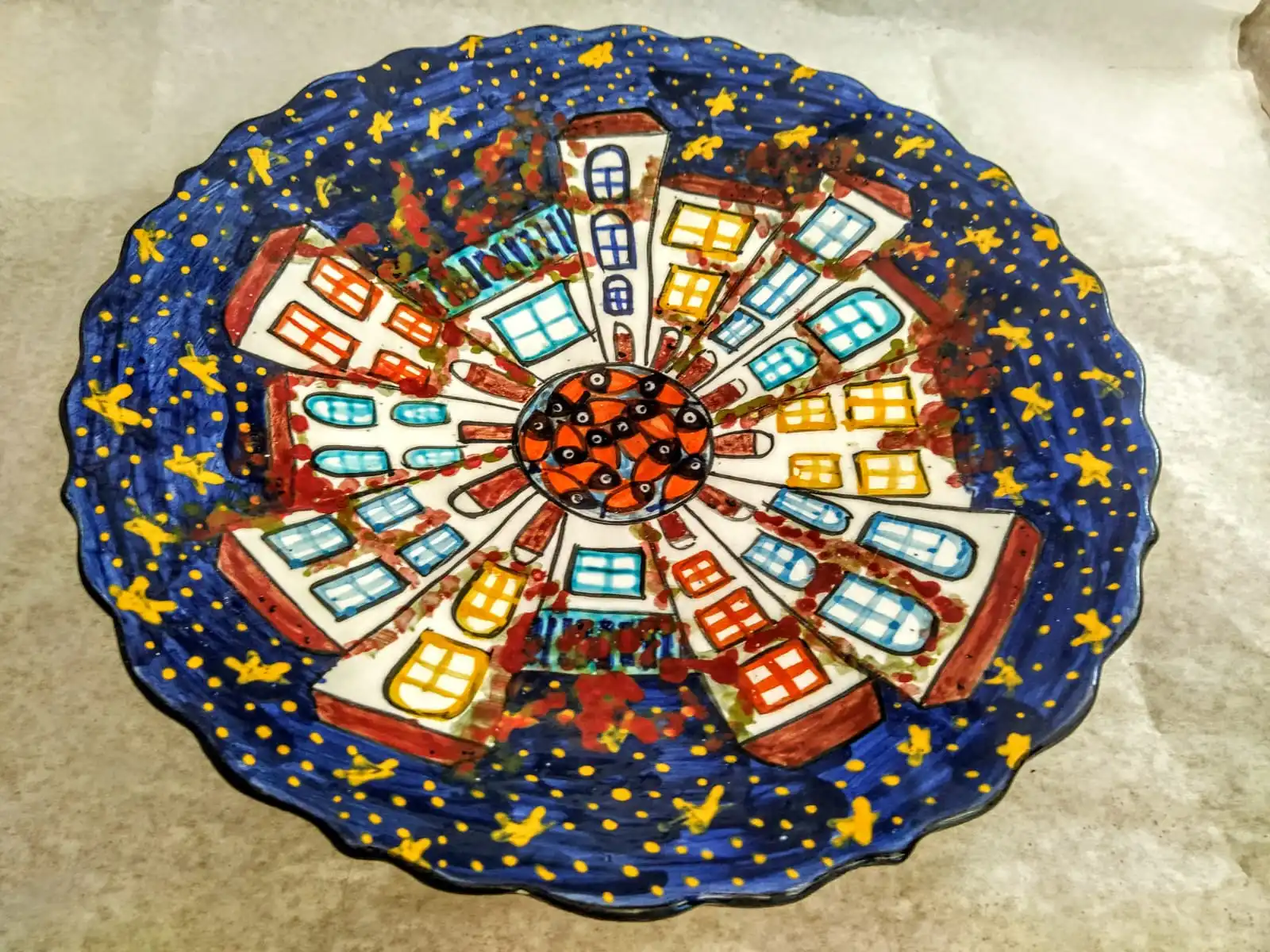 

Finecraft Handmade 100% Original and Original Design Ceramic, Tile Decorative Plate Es-603