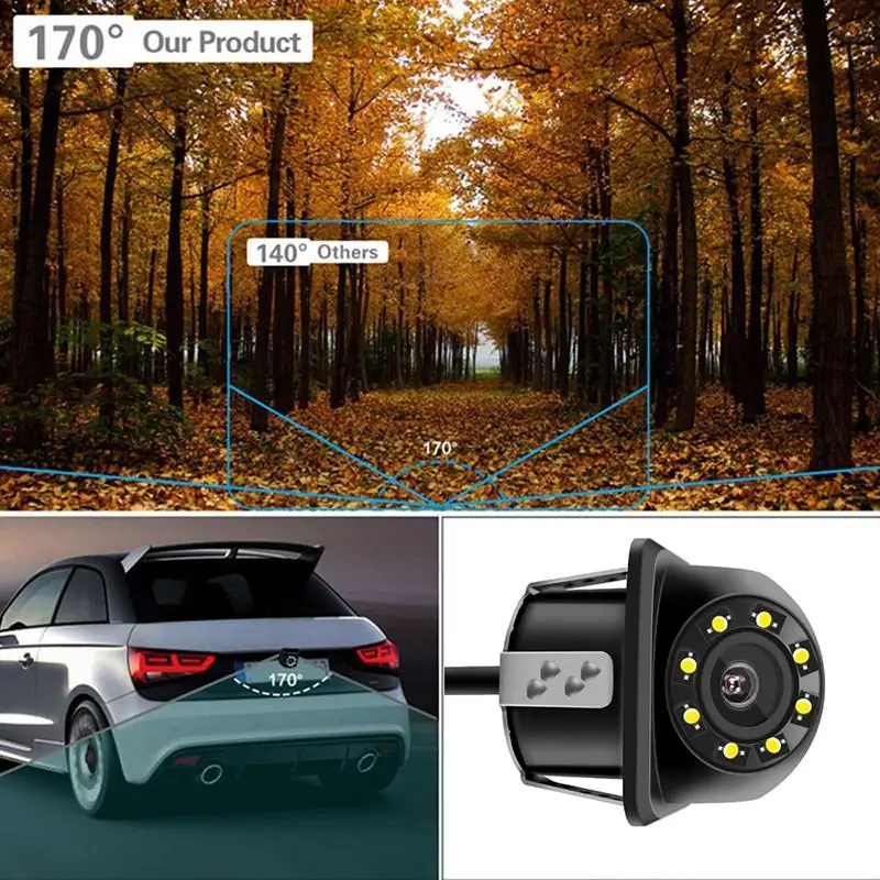 170 градусов широкоугольная Автомобильная HD камера заднего вида ночного видения 8