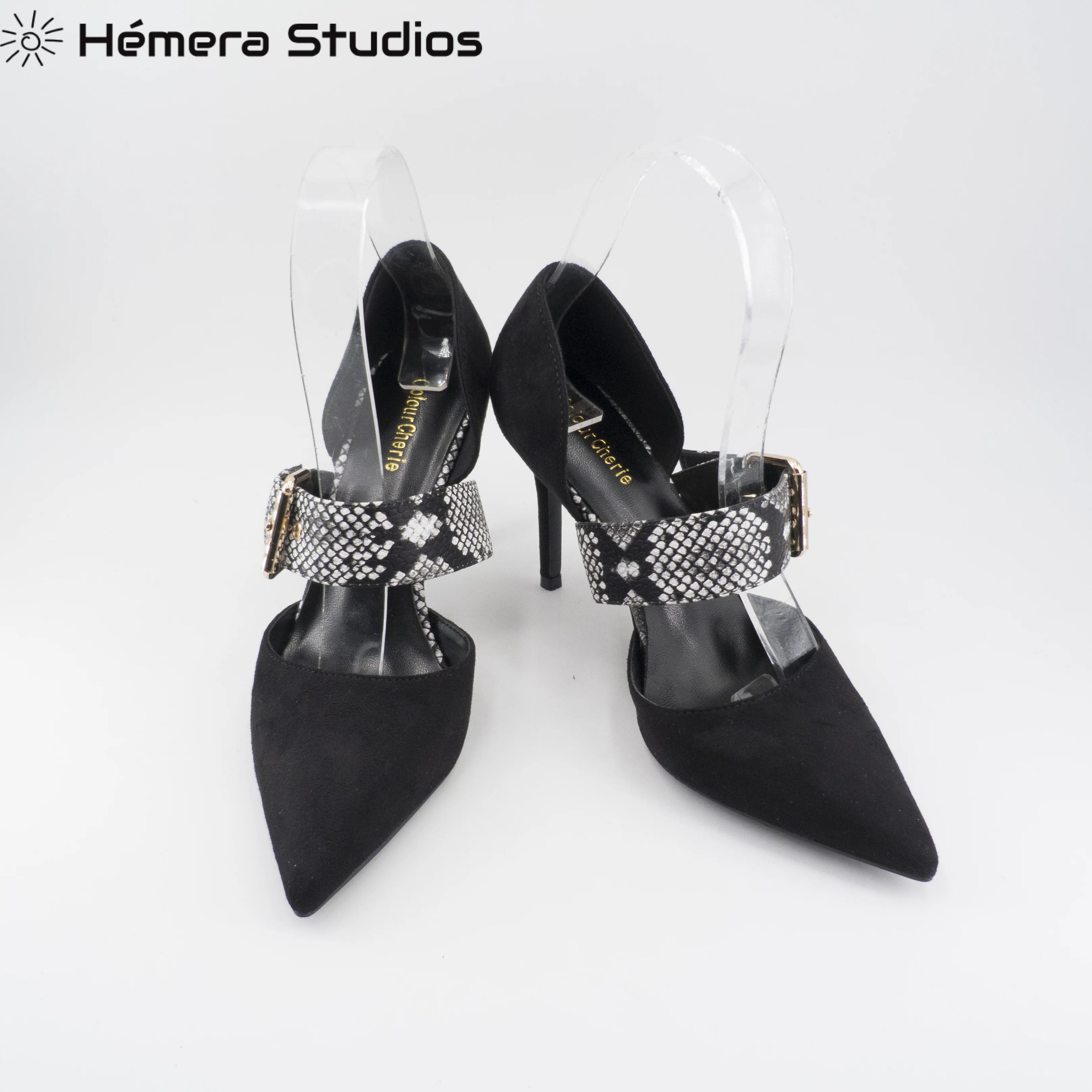 Женские туфли на высоком каблуке в черном цвете с тиснения свадебные вечерние