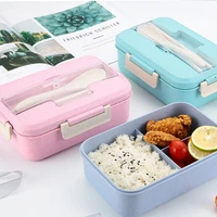 wheat straw insulated lunch box cutlery set portable lunch box sealed lunch box