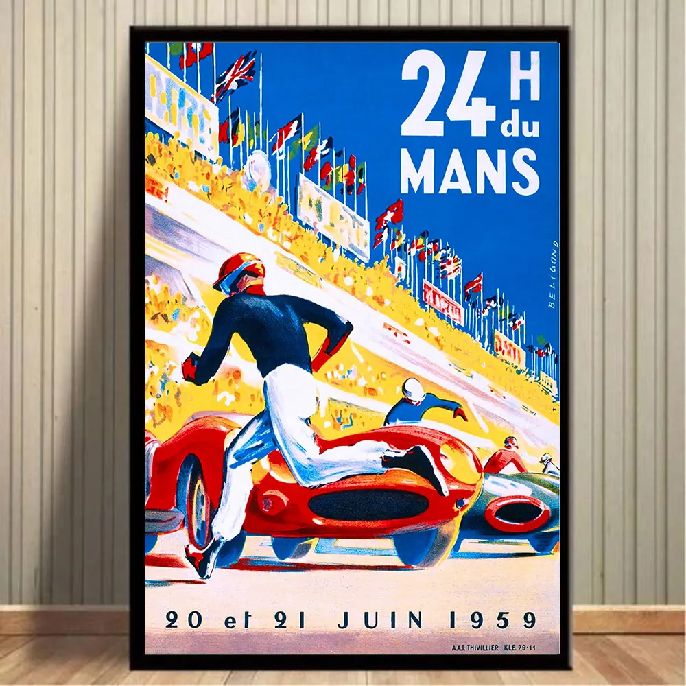 

France 24 Hours Of Le Mans 1959 Racing Car Poster Print On Canvas Painting Home Decoration Wall Art Picture For Living Room