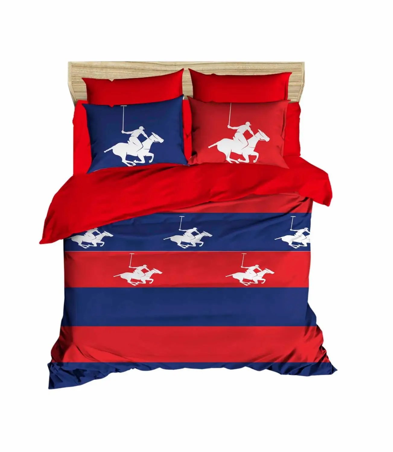 

100% Turkish Cotton Polo Horses Themed 3D Printed Duvet Cover Set, All Sizes, Made in Turkey