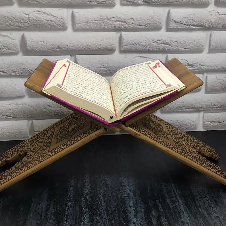 

Quran Book Holder Natural Wooden Rahle Carved Wood Book Stand Muslim Quran Kerim Gift Ideas