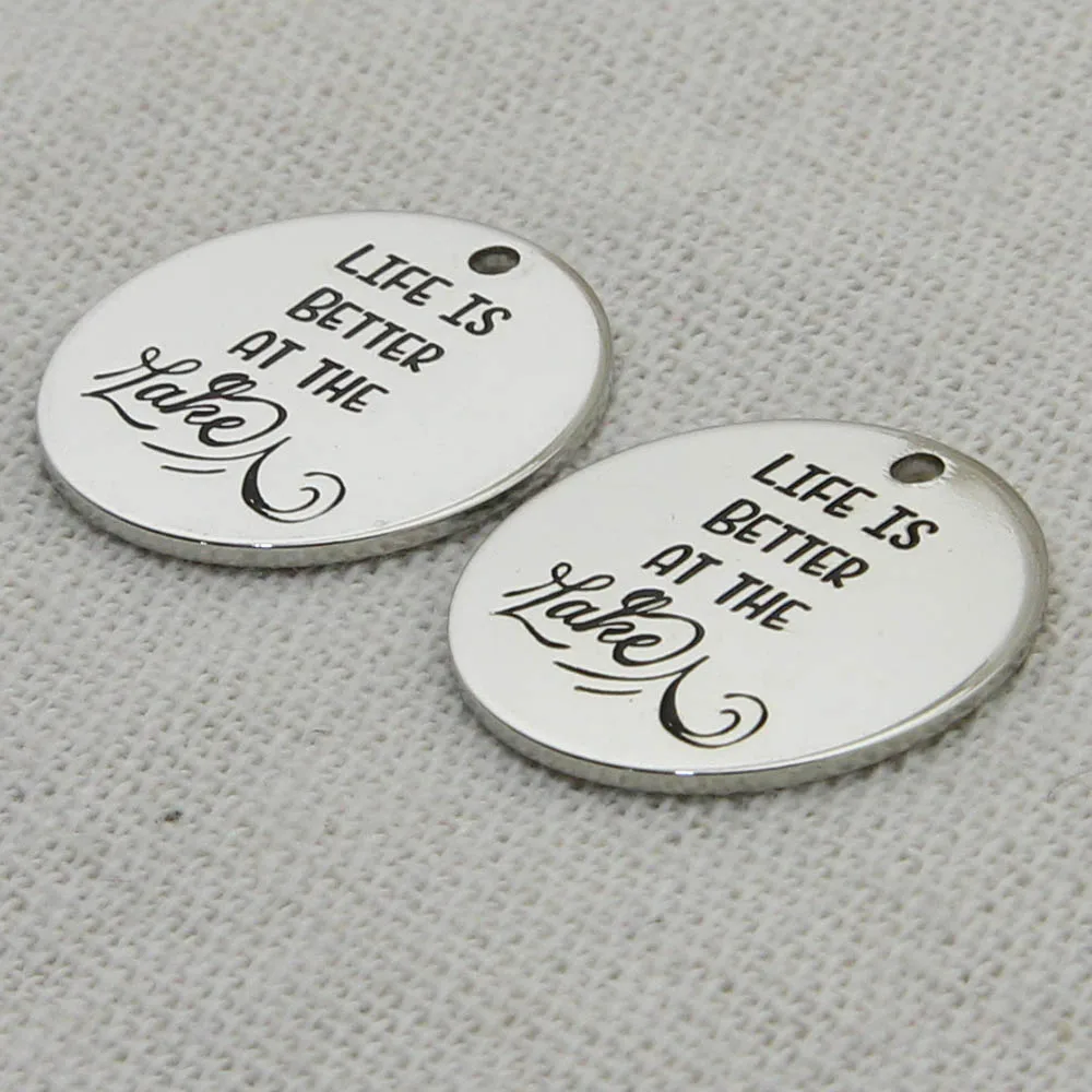 Колье жизнь лучше у озера подвеска с лазерной гравировкой ювелирные изделия в