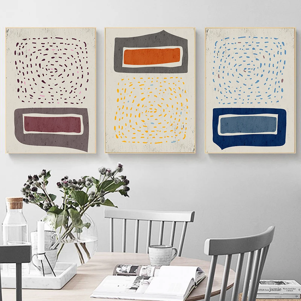 

Abstract Dotted Poster Blue Orange Purple Canvas Painting Minimalist Art Print Nordic Wall Picture Colorful Aesthetic Room Decor