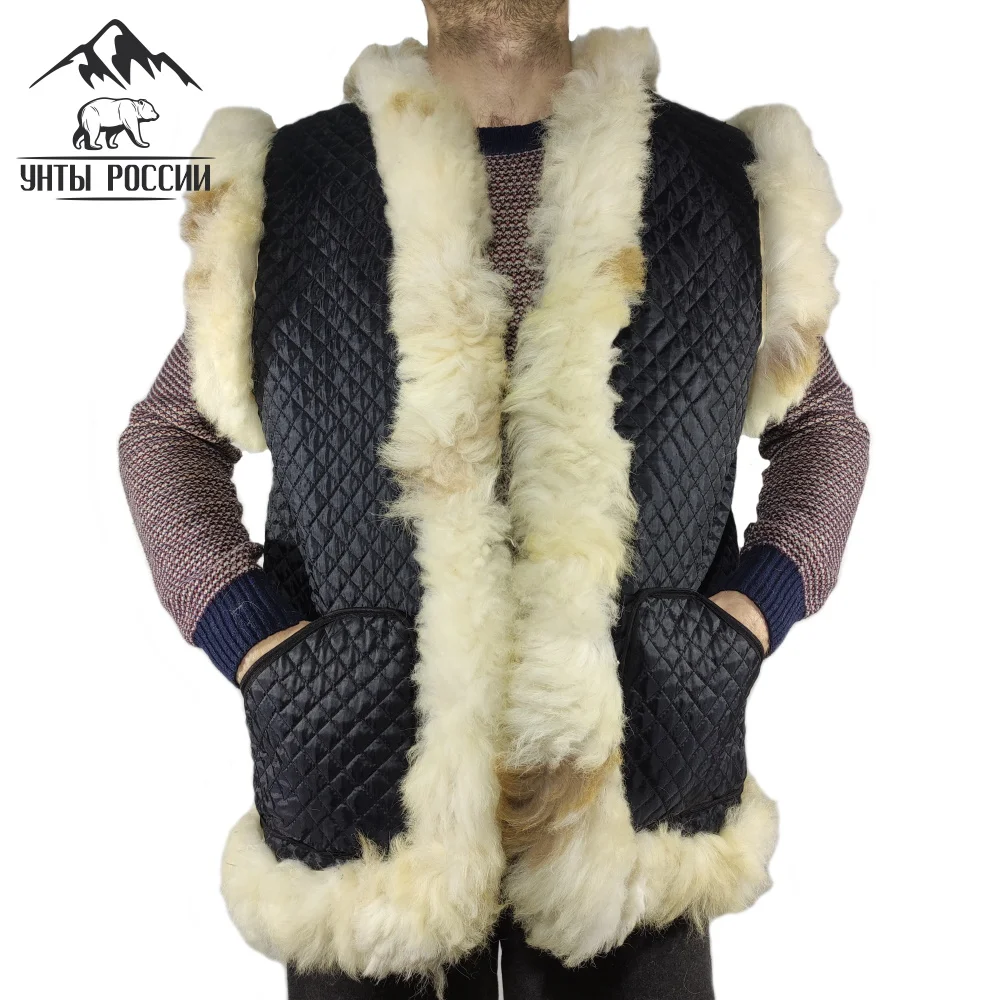 Жилет из цельной овчины натуральный безрукавка меховая |