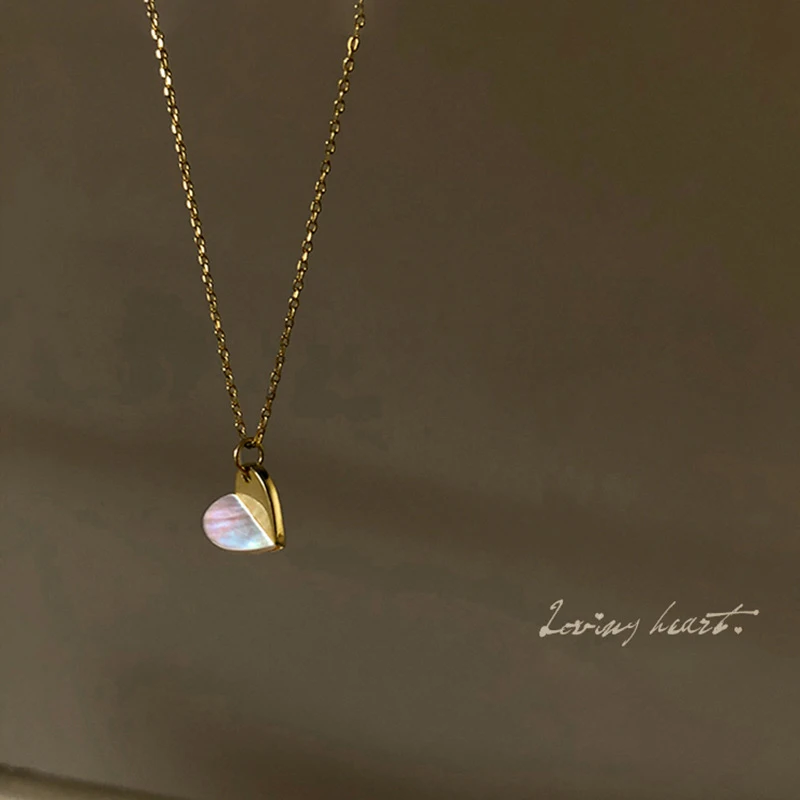 

2021 New Fashion Heart Dainty Necklace Gold Silver Color Shell Love Choker Necklace For Women Pendant Jewelry Gift