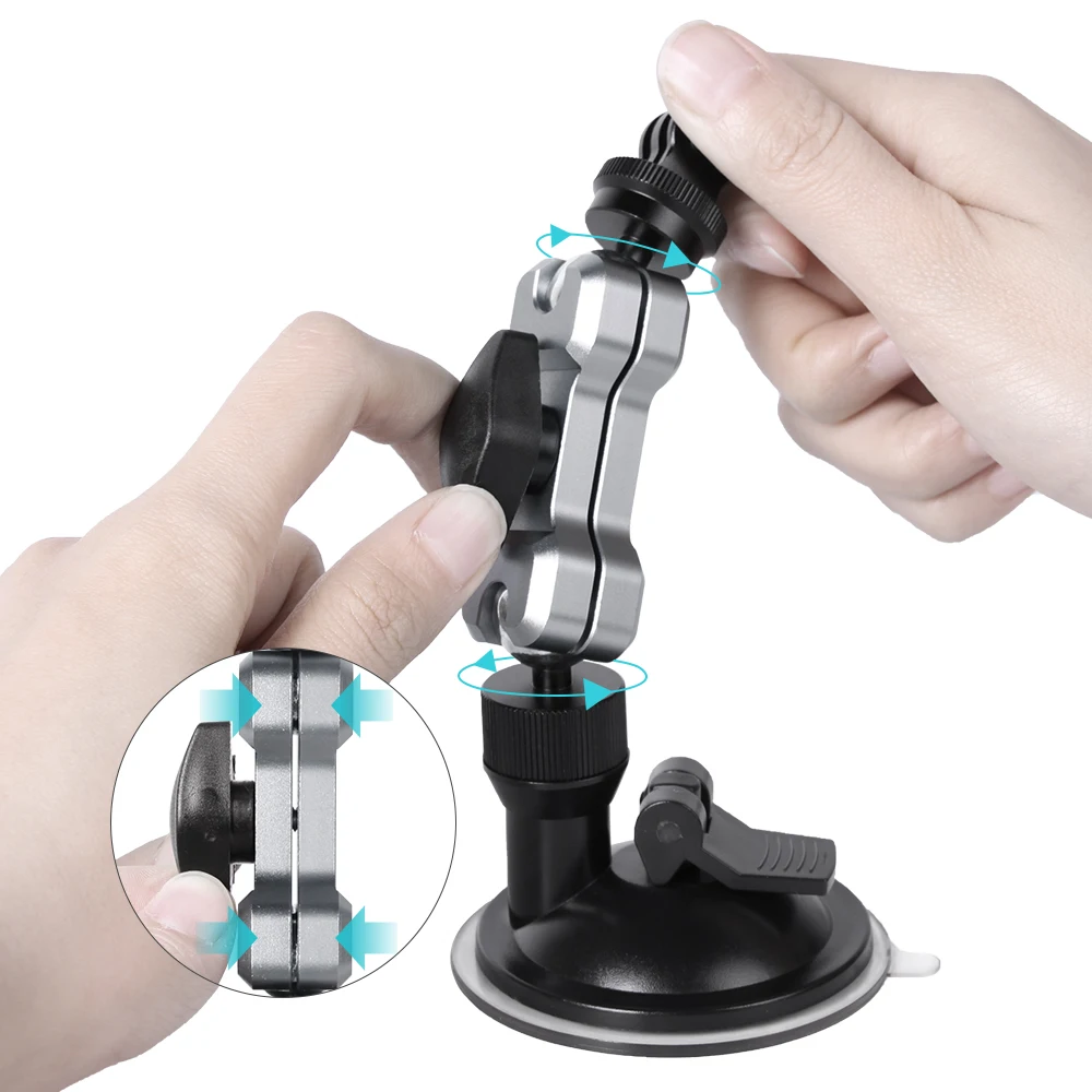 

Metal Car Sucker Mount Angles Adjustable Suction Cup Bracket Phone Holder for Pocket2/ GoPro9/Insta360 One R/Fimi Palm