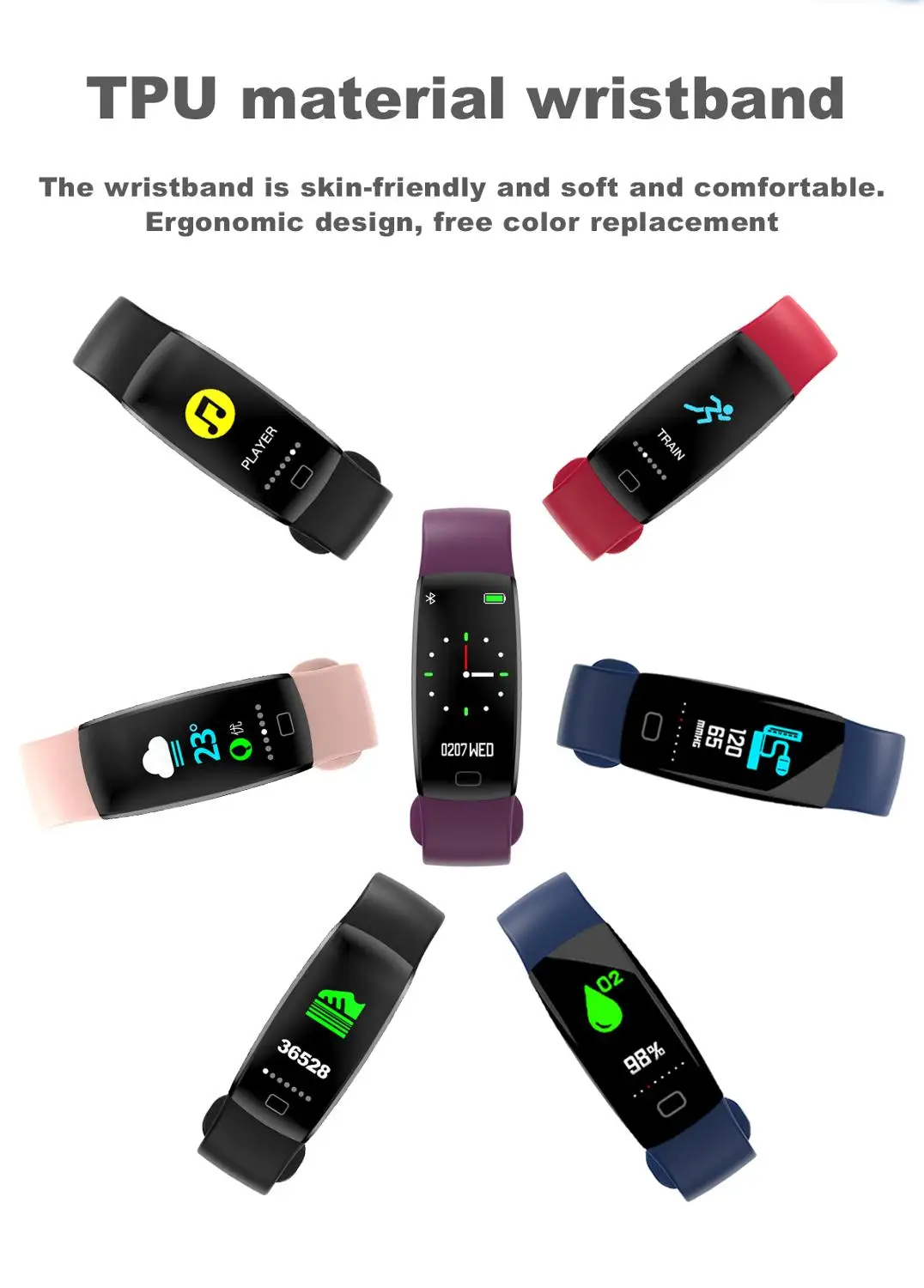 ACCALIA F64HR фитнес-трекер кровяное давление пульсометр спортивный смарт-браслет IP68