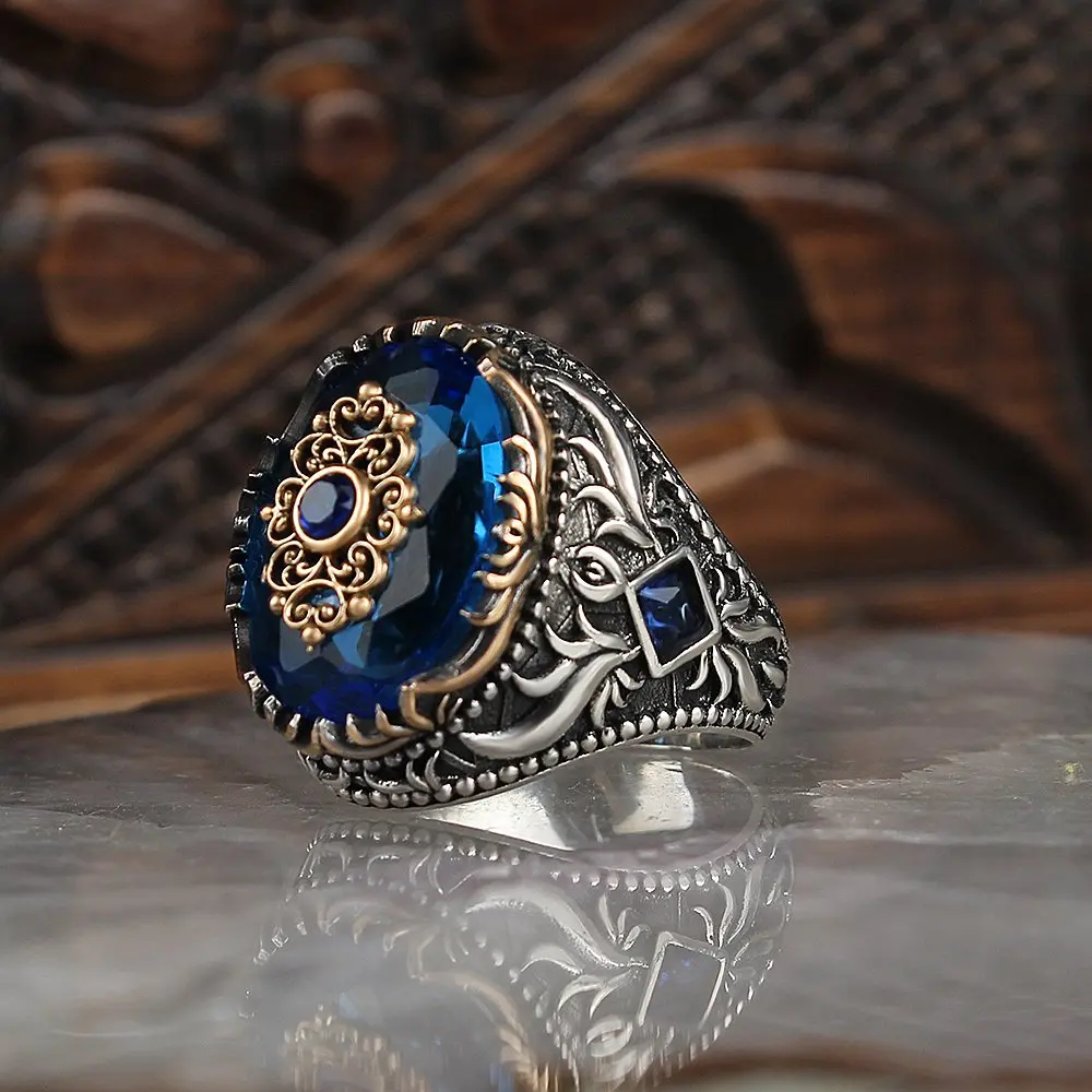 

925 Sterling Silver Rings Men Rings Turkish jewelry ZirconGemstone Ring Men Jewelry Made in Turkey Men Silver Ring Man Accessory