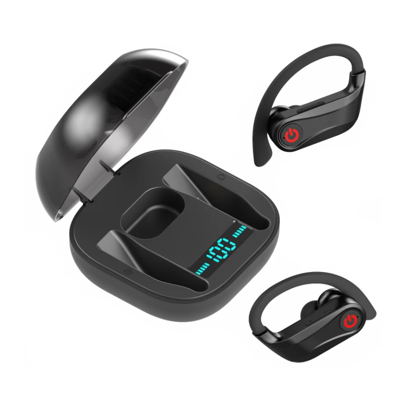 HBQ Q62 наушники-вкладыши TWS с 5,0 Bluetooth True Беспроводной наушники Ушные крючки спортивные наушники с Мощность экрана зарядный чехол для телефона