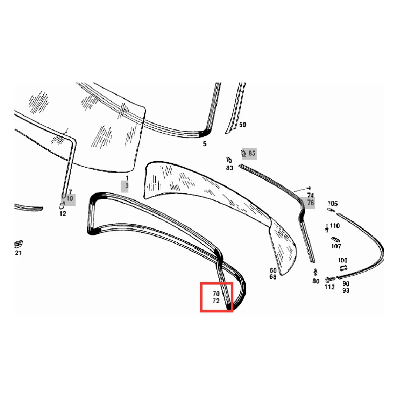 

Mercedes w114, w115 Rear Window Seal Rubber Wind Screen Weatherstrip Waterproof Seal E Class 1968-1976