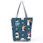 Сумка с мультипликационным пингвином для женщин, милая модная простая портативная Наплечная Сумочка с принтом, Женская Экологически чистая вместительная пляжная сумка