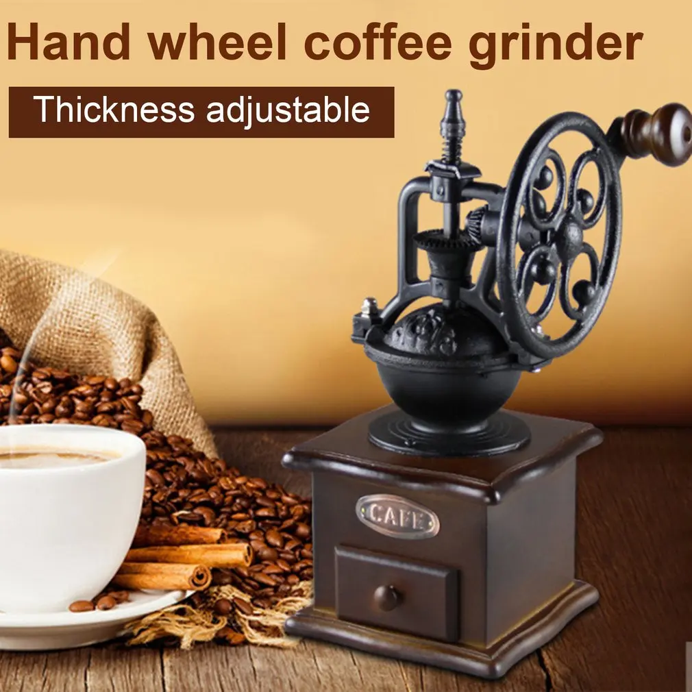 

Manual Coffee Grinder Vintage Style Wooden Coffee Bean Mill Grinding Ferris Wheel Design Hand Coffee Maker Machine