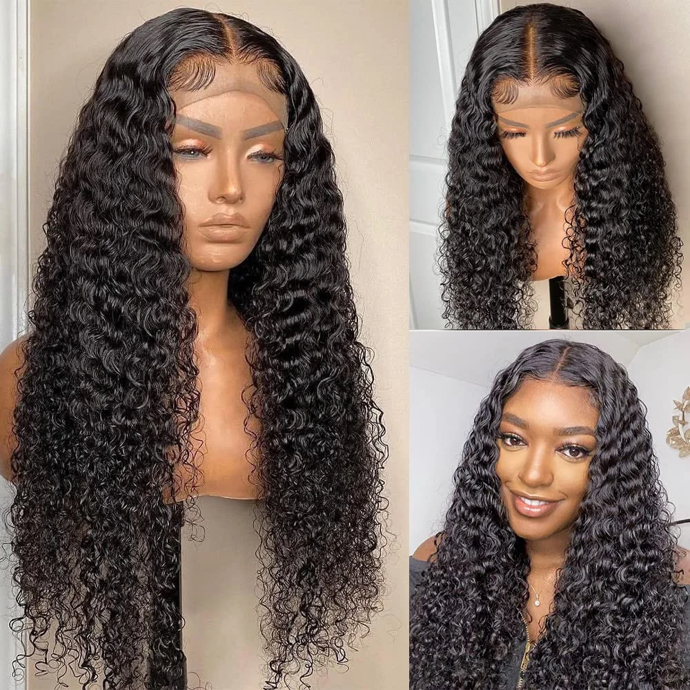 

HD Transparent 13x4 Lace Front Human Hair Wigs For Women Pre Plucked Glueless180% 250% Density Brazilian Kinky Curly Lace Fronta