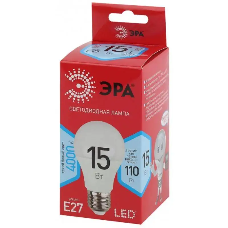 Лампа светодиодная ЭРА LED A60-15W-840-E27 R 15Вт Е27 4000К Б0046356 1253246