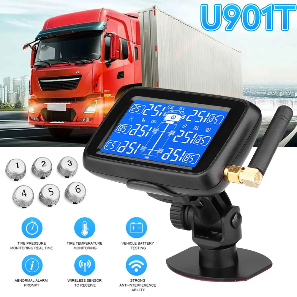 Система контроля давления в шинах TPMS 6 внешний датчик с цветным ЖК дисплеем