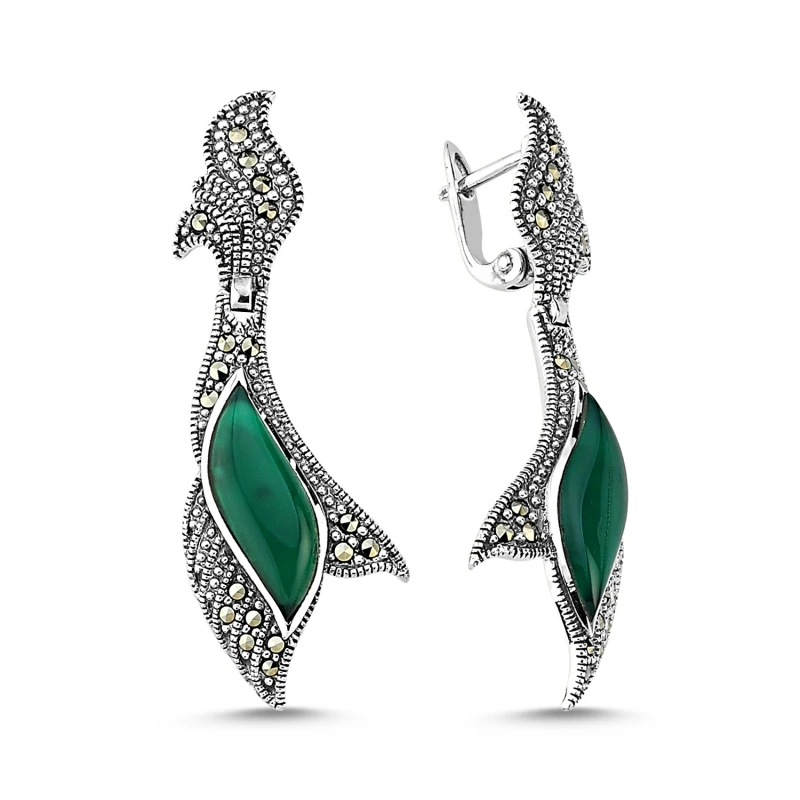 KUTAYDAN Marcasite &amp серьги из натурального камня 925 пробы серебра | Украшения и