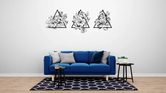 Arte De pared De Metal De amapola, arte De pared De lirio, 3 juegos De arte De pared De sal&oacute;n, decoraci&oacute;n De pared De Metal, arte De pared De casa-1