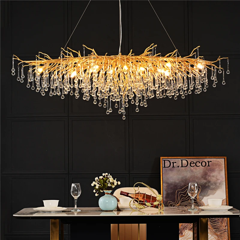 Nordic Luxury Gold Crystal Chandelier LOFT Villa Large Lustre LED  Chandeliers for Living Room Restaurant Lighting Luminaire