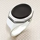 Элегантные офисные серебряное кольцо овальной формы с черным ониксом серебряное кольцо Для мужчин серебряное кольцо Сделано в Турции сплошной 925 пробы серебро
