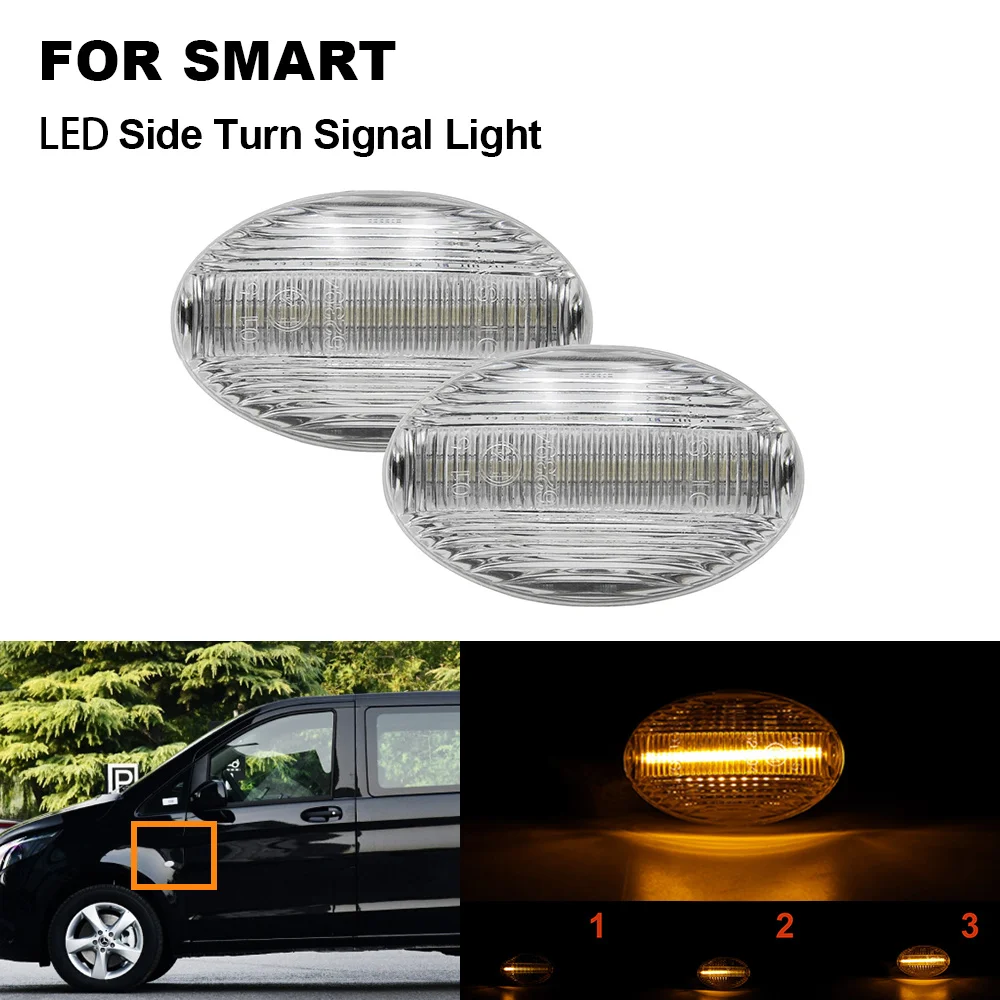 

2PCS Dynamic LED Car Side Marker Lights Repeater Signal Lights For Mercedes Benz Smart W450 W452 A-Class W168 Vito W447 W639