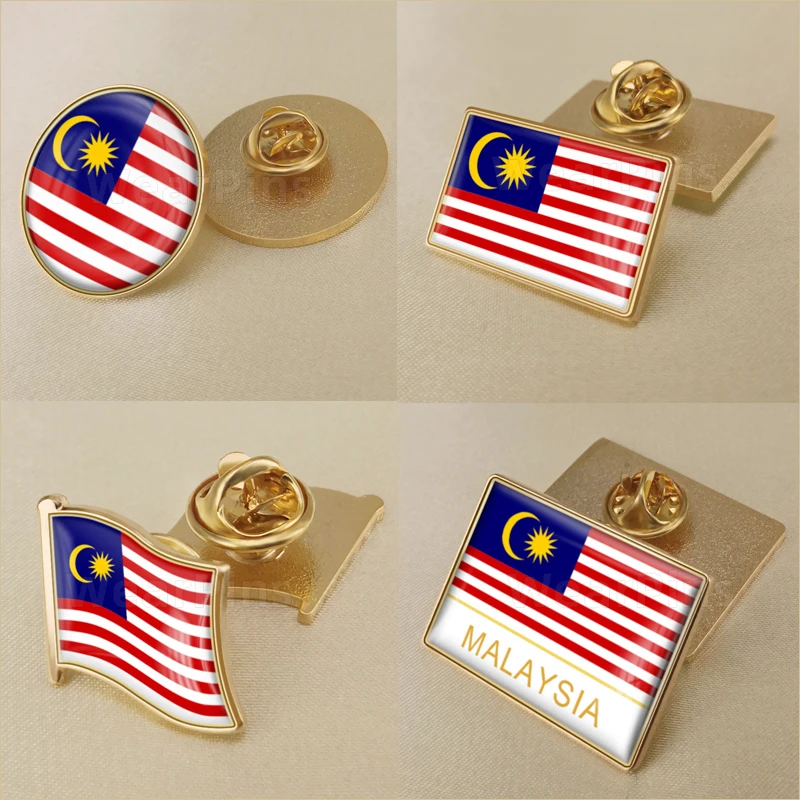 

Coat of Arms of Malaysia Malaysian Map Flag National Emblem National Flower Brooch Badges Lapel Pins