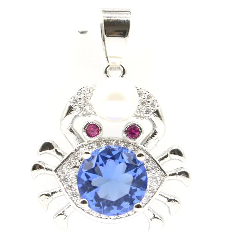 Лидер продаж Серебряный кулон SheCrown со скорпионом фиолетовым танзанитом и белым