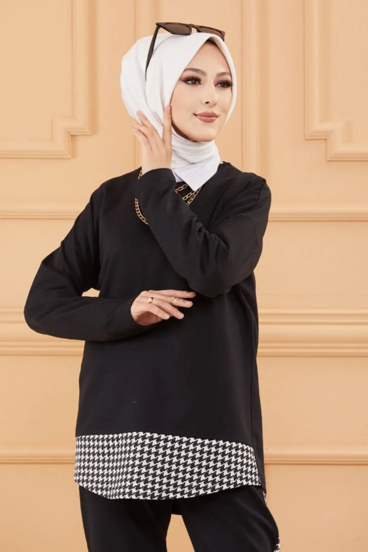 Туника, брюки, черно-серое турецкое мусульманское модное платье, мусульманская одежда, Дубай, стальбул, эксклюзивные стили 2022