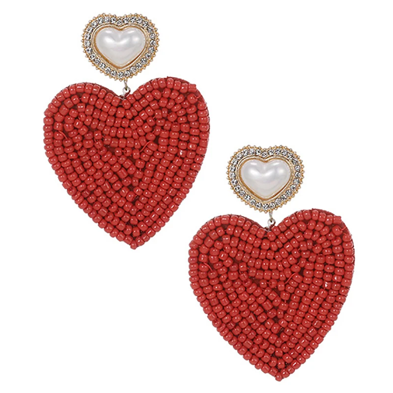 

ZHINI New Bohomia Statement Heart Earrings For Women Fashion Imitation Pearls Beads Dangle Earring Colorful Jewelry Brincos 2020