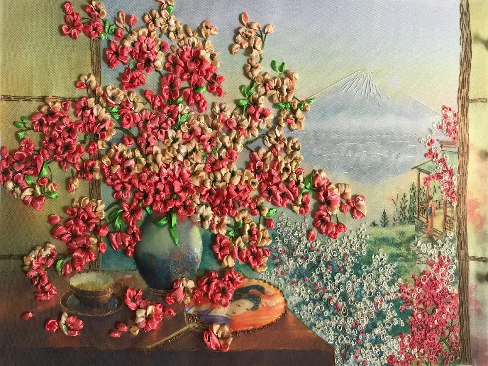 Set for embroidery ribbons многоцветница item No. Мл-3021 (n) Sakura 26 х33 5 cm |