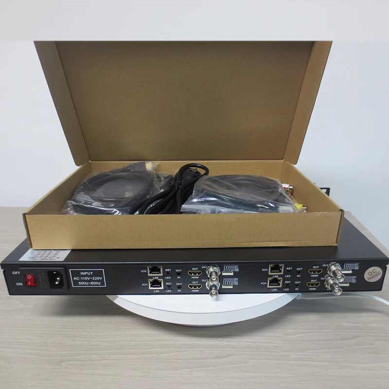 OTV-HD04 H.264 H.265 IP Media Decodr 4-канальный HDMI BNC CVBS декодер HTTP RTSP RTP TCP RTMP HLS UDP multicast unicast -