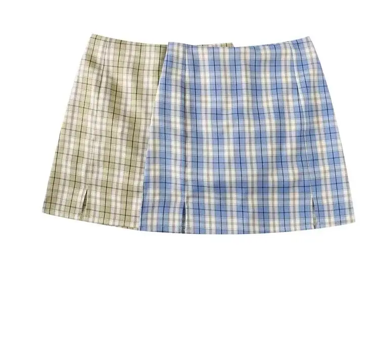 2020 Летняя женская юбка клетчатая мини-юбка с шортами ретро высокой талией