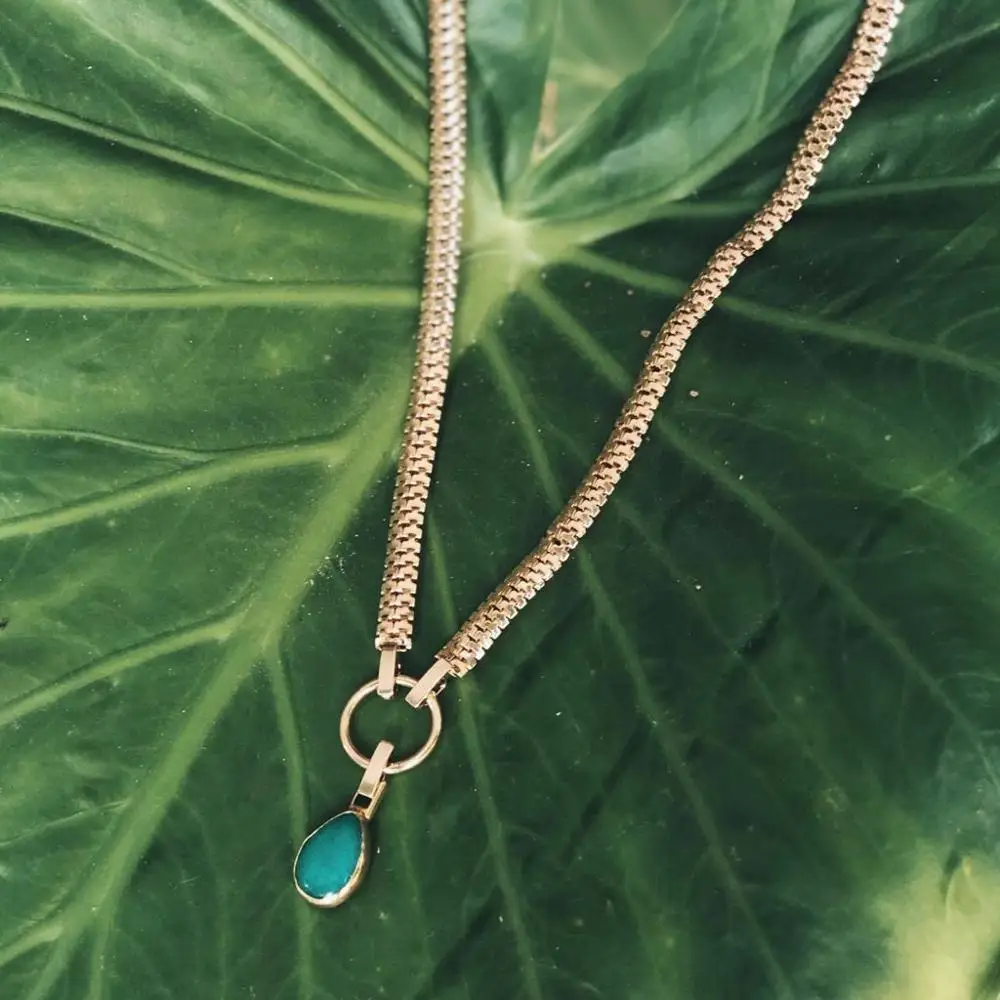 GULCE DERELI синий натуральный камень культ цепи ожерелье Подарочная коробка