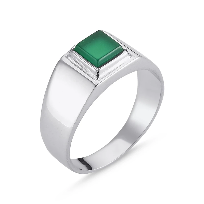 

Серебряное 925 пробы кольцо с зеленым агатом
