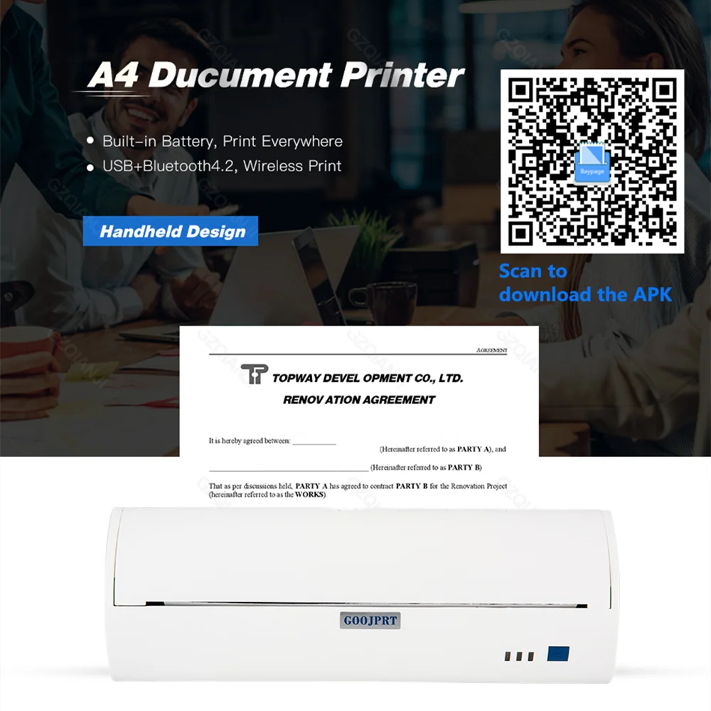 

A4 Portable Printer Document Printer For mobile device android and ios