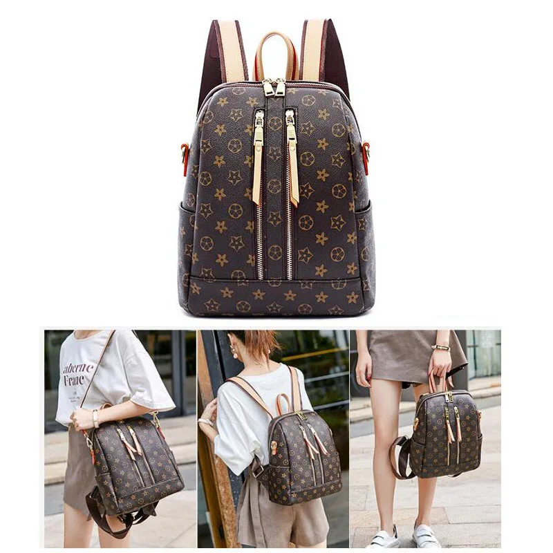 

Women Hand Bag Designers Luxury Women Shoulder Bags Fashion Ladies Backpack Printing Simple Travel Bag PU Soft Leather