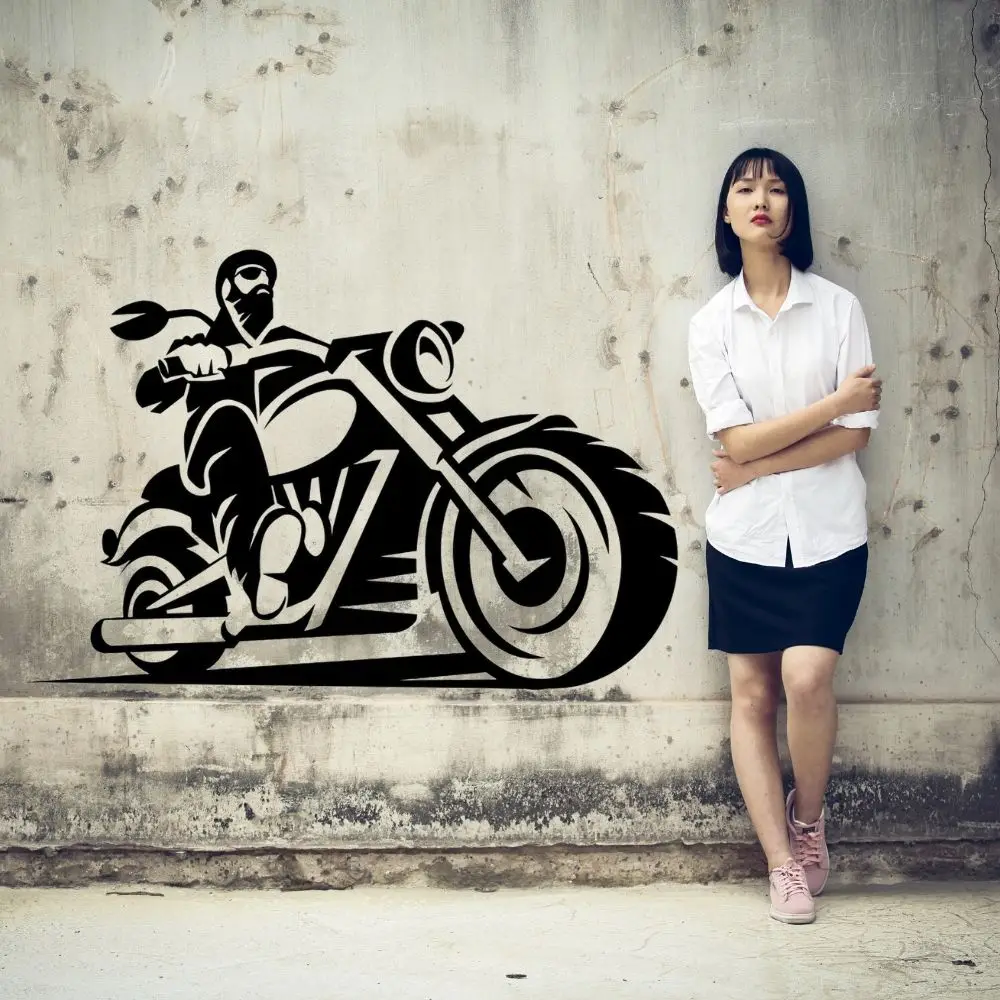 Крутой парень езда большой велосипед всадник Стены Виниловая Наклейка Искусство