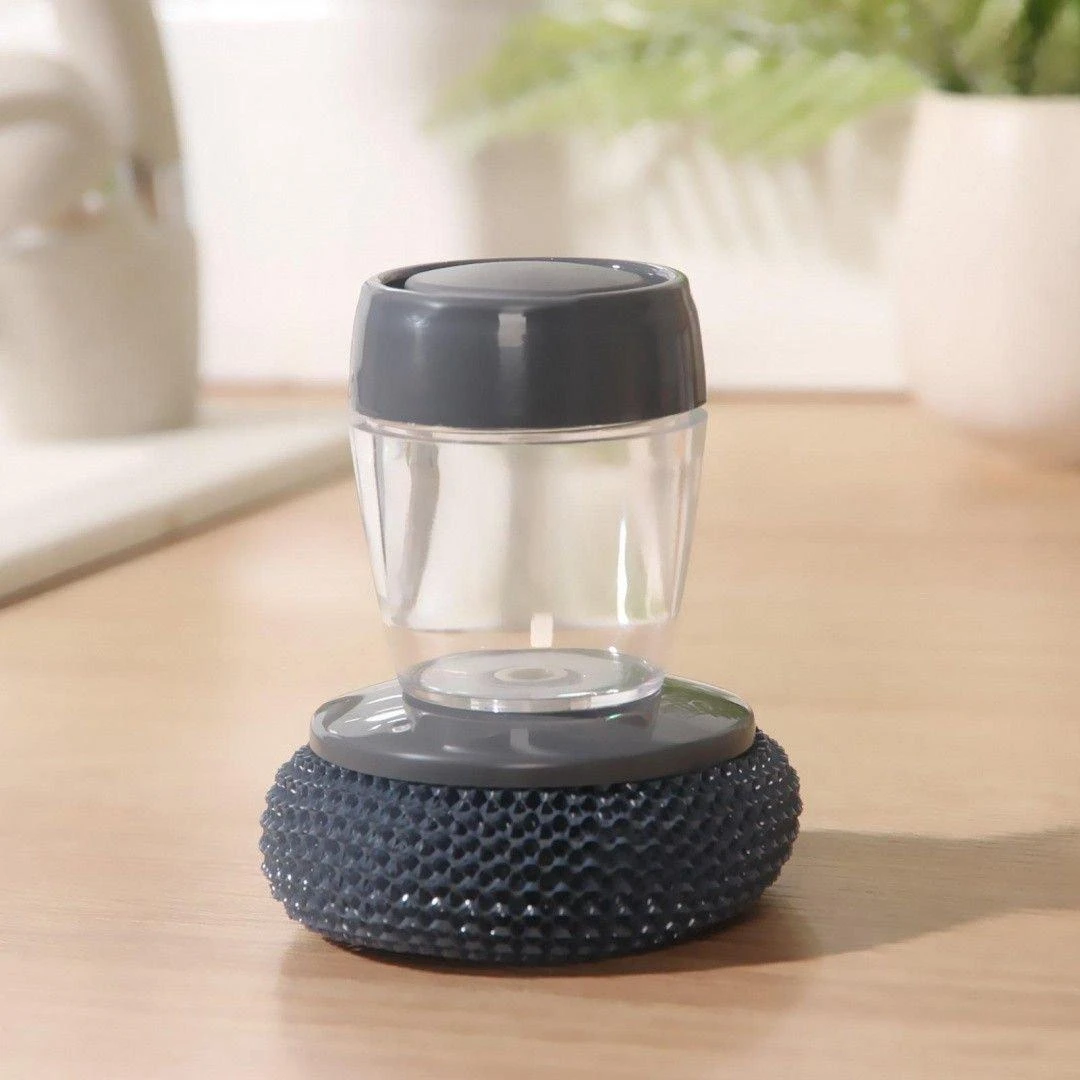 Щётка для мытья посуды с дозатором моющего средства цвет серый - купить по