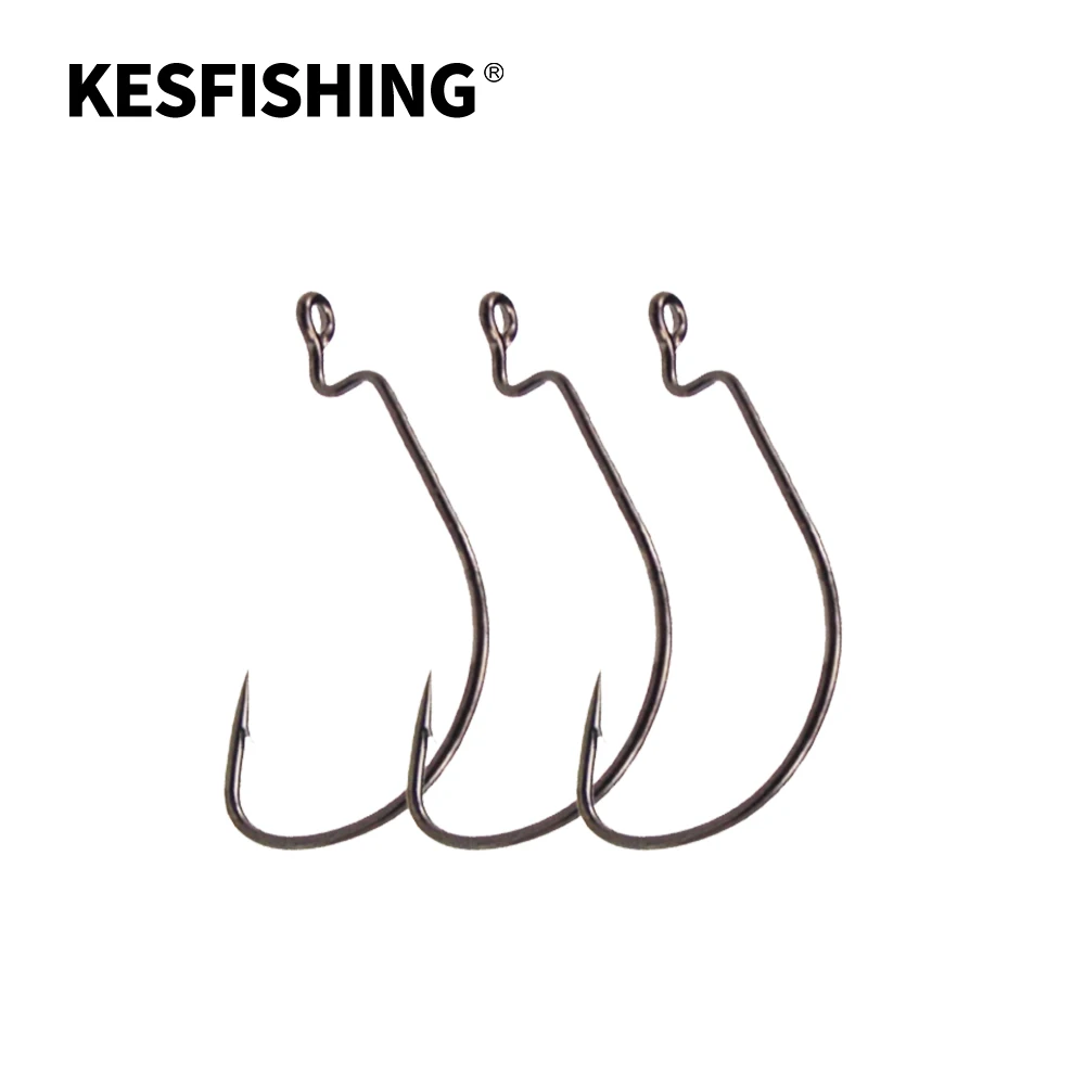 

KESFISHING Fishing Hook High Carbon Steel Wide Crank Offset Fishhook For Soft Worm Lure 1/0- 9/0 Bass Barb Wobbler Free Shipping