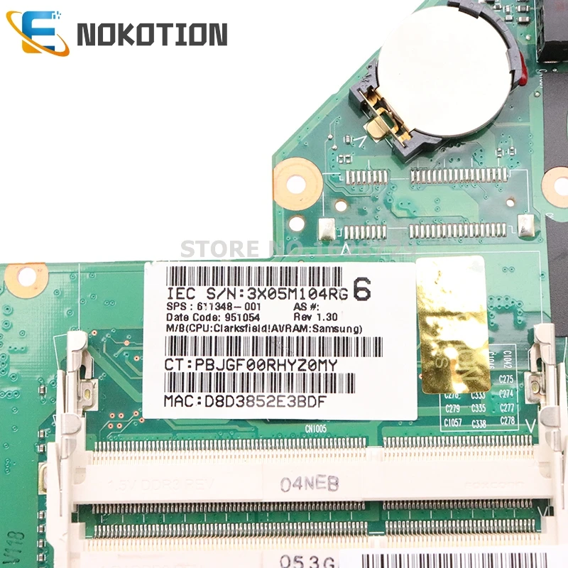 NOKOTION 611348-001 материнская плата для ноутбука HP Pavilion DV3 6050A2314301-MB-A03 HM55 DDR3 HD5000