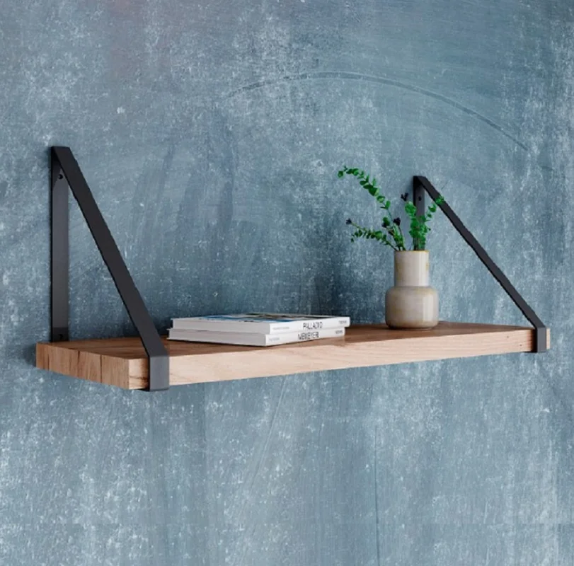 Полка настенная навесная Лофт Манхэттен металлический полкодержатель ЛДСП 16 мм