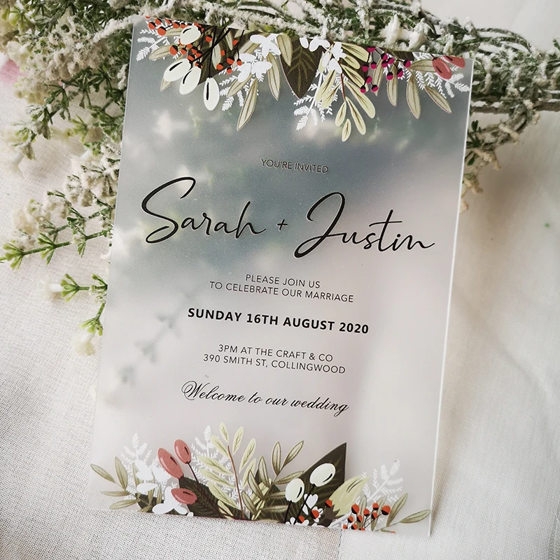 

Custom Wedding Party Event Card Wedding Invitation Cards Pvc Personalized Wedding invitations Greenery Decor Wedding Supplies