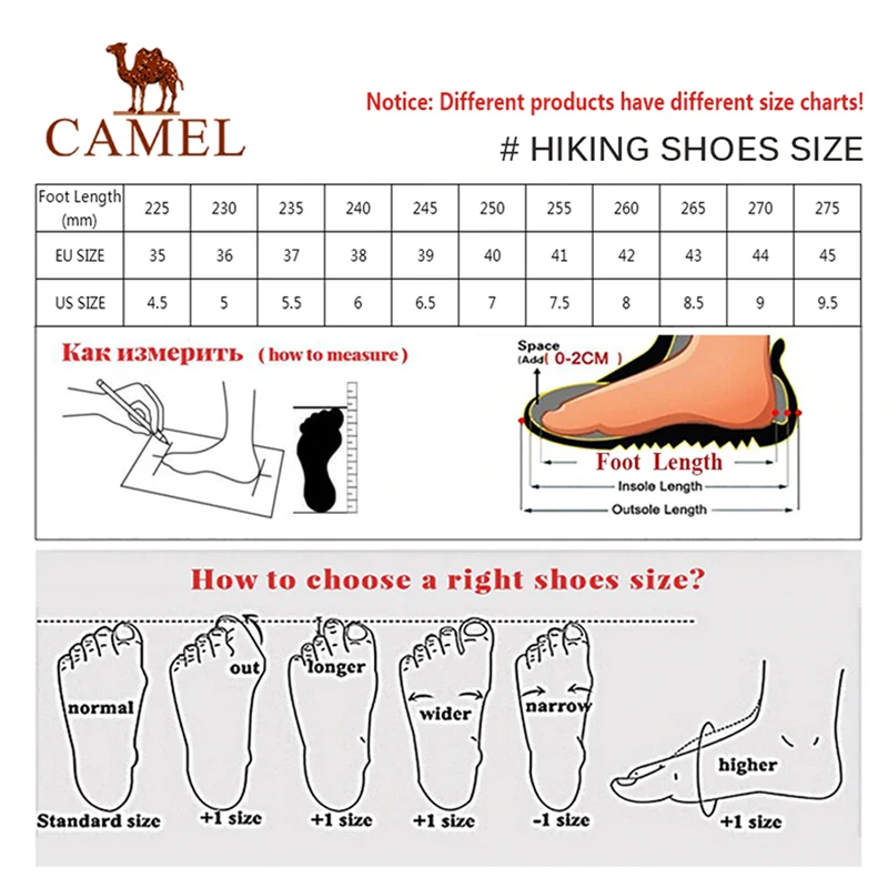 

CAMEL New Arrivals Women Men Outdoor Hiking Shoes Comfortable Breathable Shock Absorption Lace-up Camping Leather Trekking Shoes