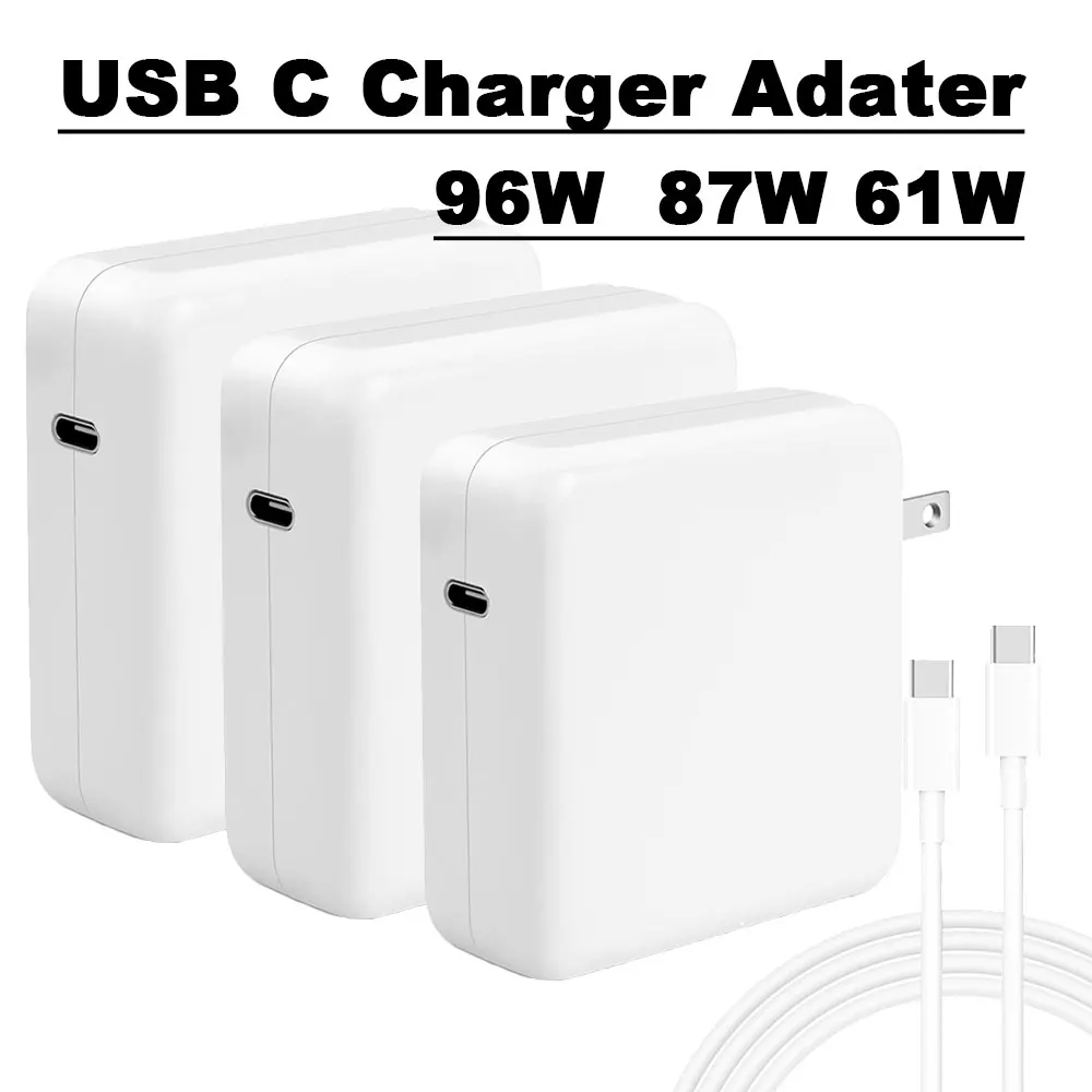 

96W 87W 61W USB C PD Laptop Adapter for New Macbook Pro Air 13 15 16-inch A1706 A1707 Fast Charger for Apple iphone iPad