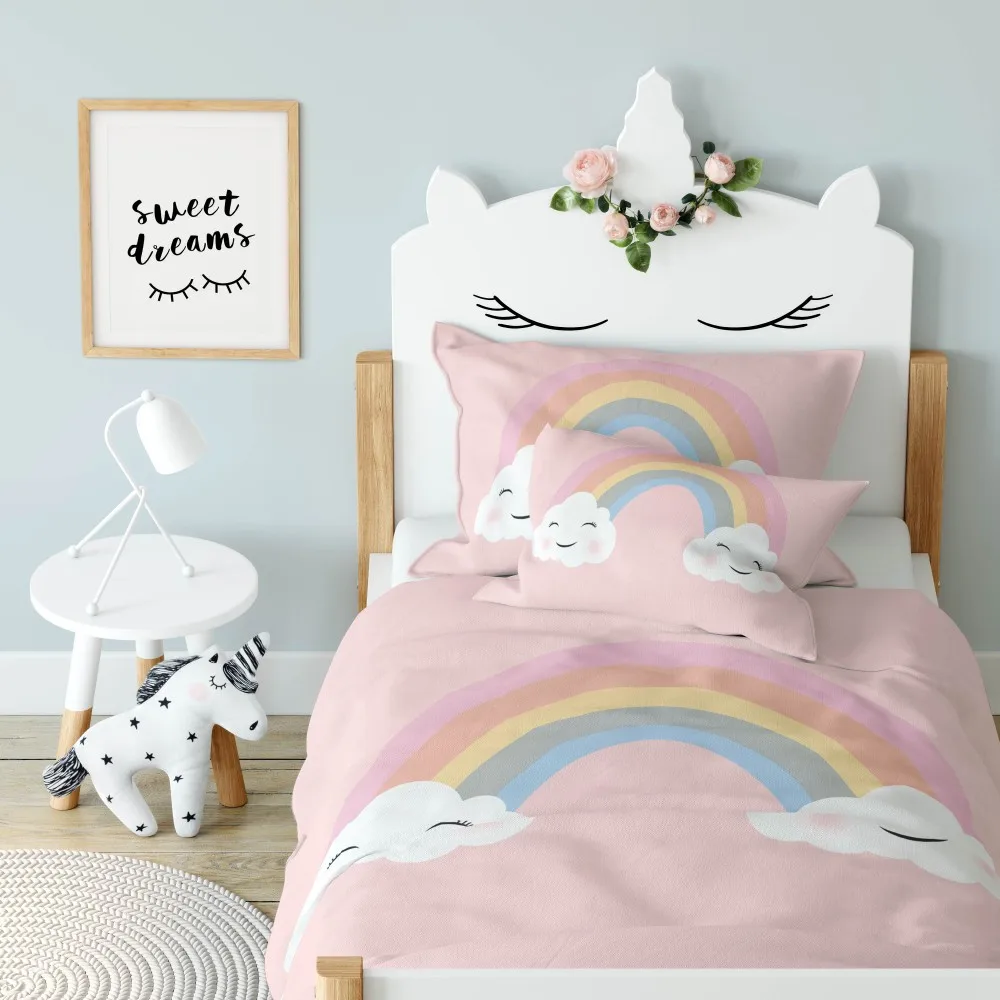 

Boho Rainbow Toddler Bedding Set/Baby Duvet And Pillow Set/Crib Duvet Cover Boy/Toddler Bedding/Ballerina Rabbit