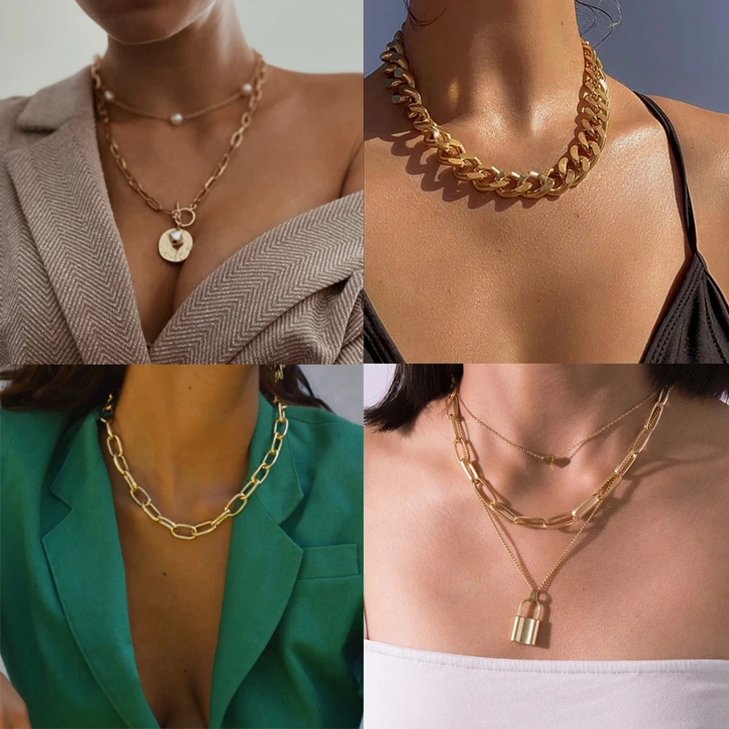 Хип-хоп Кубинский ожерелье-чокер панк массивное алюминиевое толстое